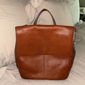 Fossil Brown Leather Backpack